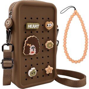 Candy Brown Small Crossbody Bag with Charms Beaded Phone Wrist Strap SpaLuxe
